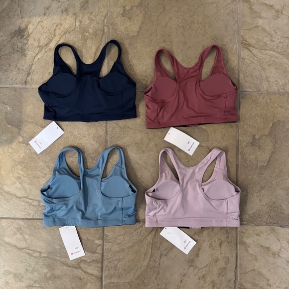 4 PAIR LULULEMON FRONT ZIP-UP SPORTS BRAS WOMENS SIZE L - Picture 2 of 3